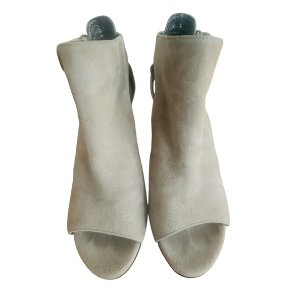 Stuart Weitzman Adjustable Taupe Gray Suede Open Toe Heeled Booties Size 8.5M - Picture 7 of 9